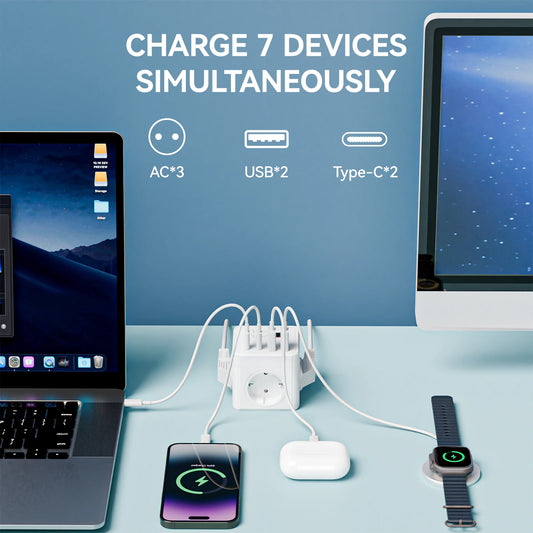 PowerNestβ’ 7-in-1 Surge Protector Strip