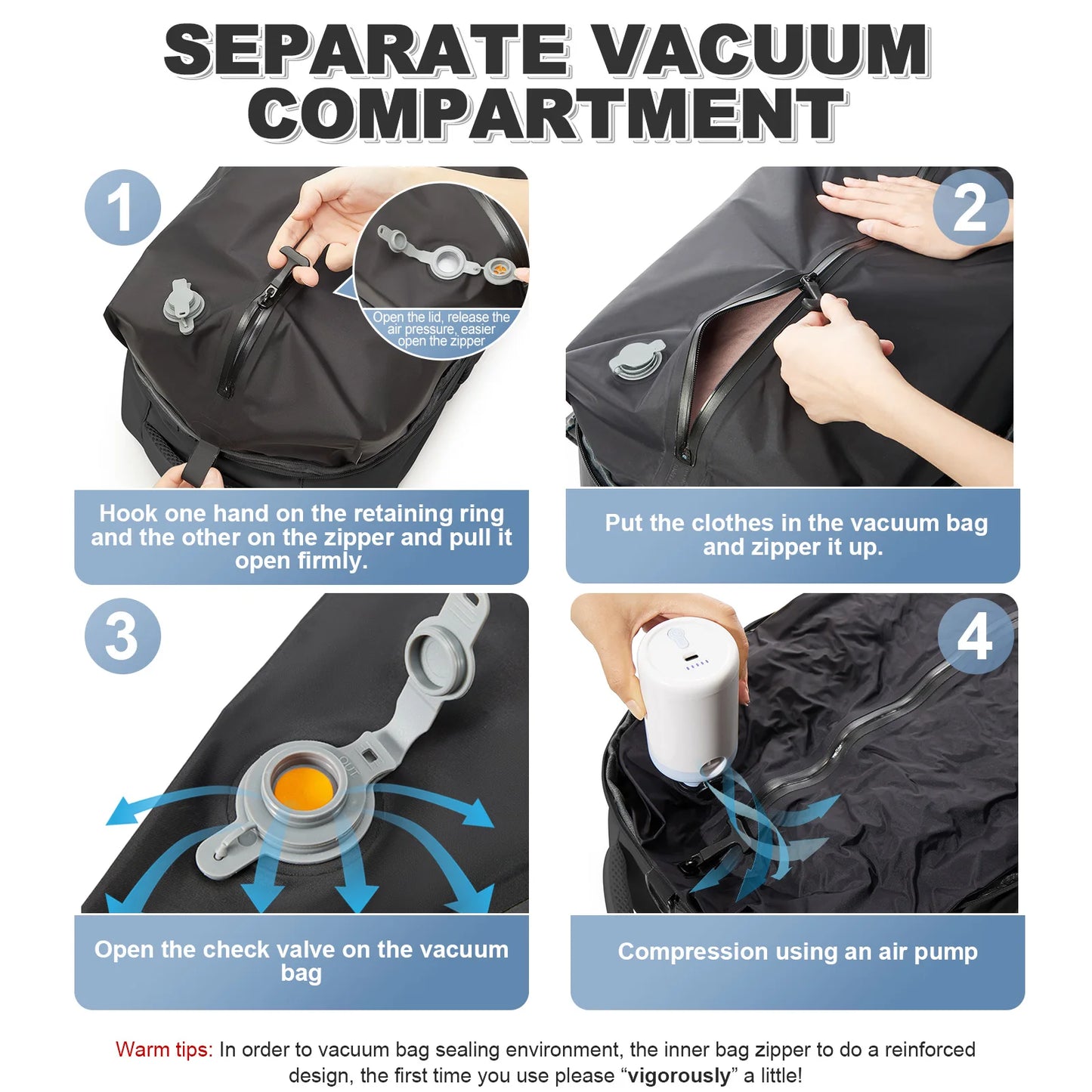 VacPack™ Expandable Vacuum Travel Backpack