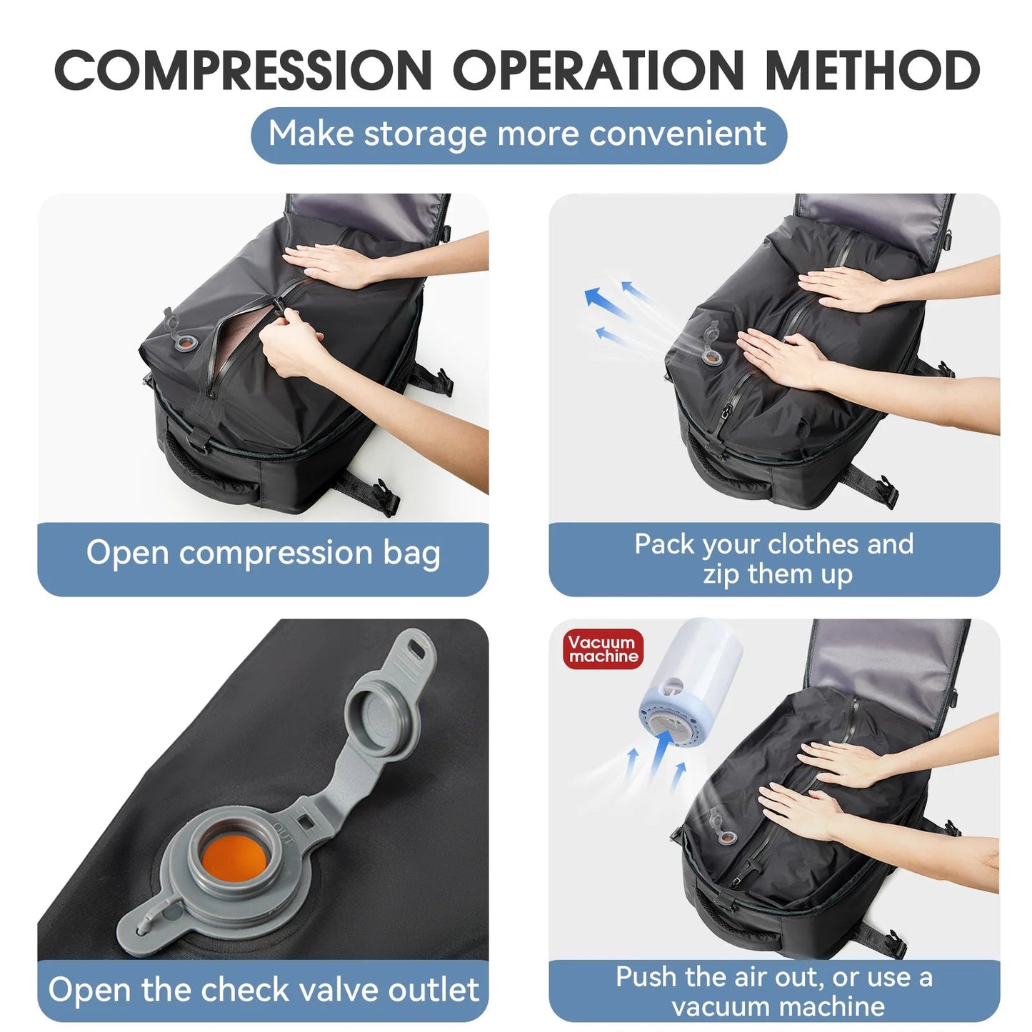 VacPack™ Vacuum Compression Backpack Save 60% Space While You Travel - Danify
