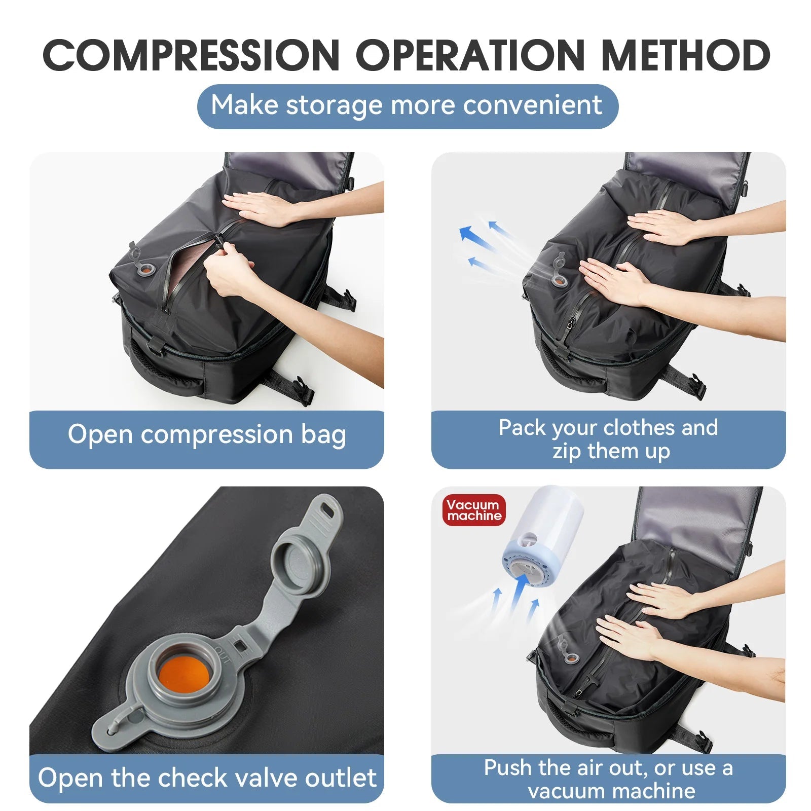 VacPack™ Vacuum Compression Backpack Save 60% Space While You Travel - Danify